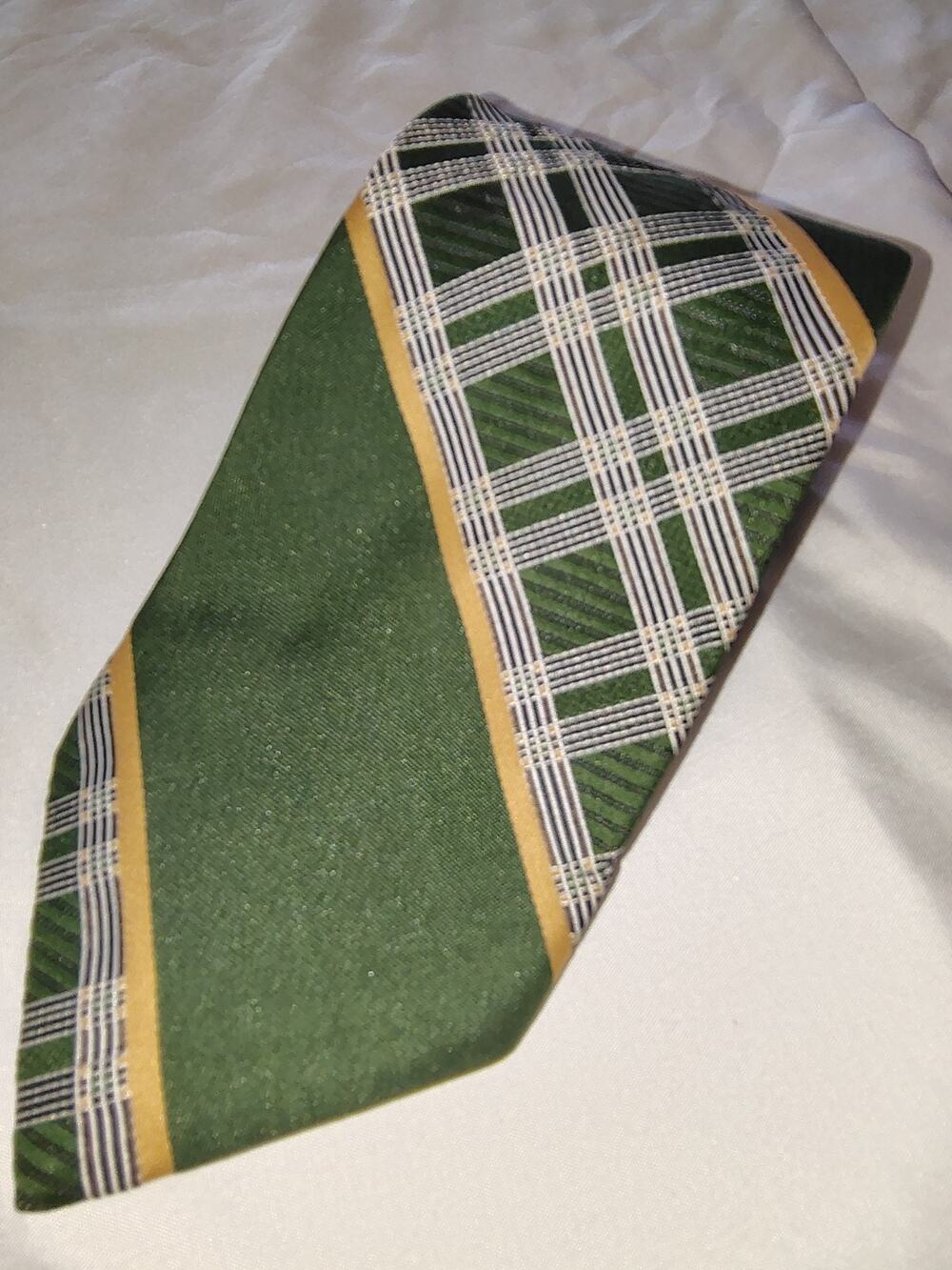 Vintage Polyester Dark Green Stripe Superba Necktie 1960s